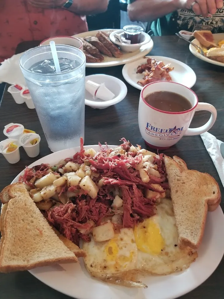 New Homemode Corned Beef Hash with Two Eggs Ond Toas